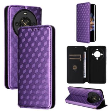 Fossibot S3 Pro Purple Flip Leather Phone Case with Cubic Grid Texture - 1