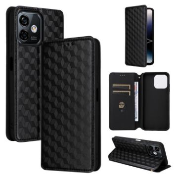 Ulefone Note 16 Pro Black Flip Leather Phone Case with Cubic Grid Texture - 1