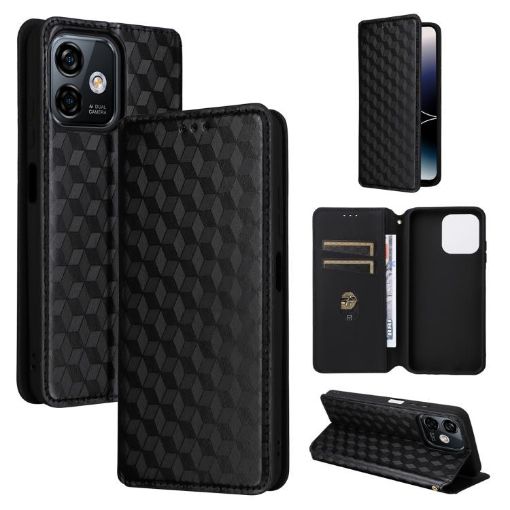Ulefone Note 16 Pro Black Flip Leather Phone Case with Cubic Grid Texture - 1