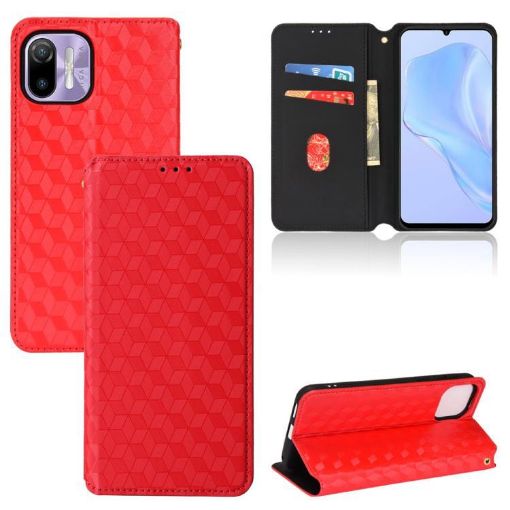 Ulefone Note 6/6P/6T Red Flip Leather Case - Cubic Grid Texture - 1