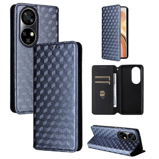 Ulefone Note 17 Pro Blue Flip Leather Phone Case with Cubic Grid Texture - 1