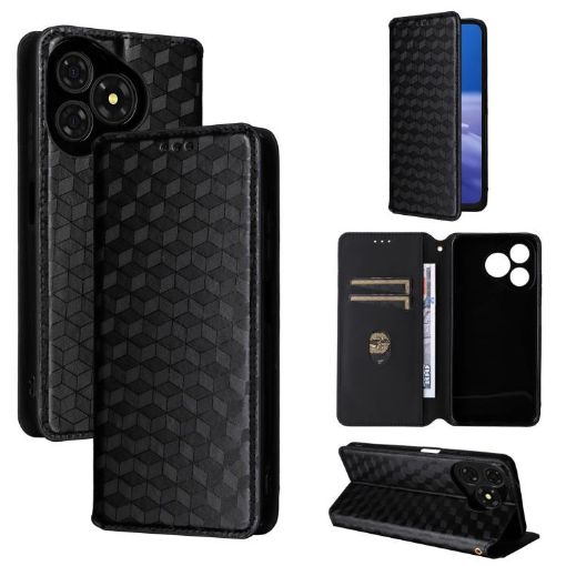 Ulefone Note 19 Flip Leather Phone Case - Black Cubic Grid Texture - 1