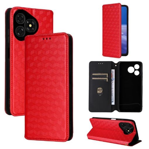 Ulefone Note 19 Red Flip Leather Phone Case with Cubic Grid Texture - 1