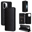 OnePlus 13T Flip Leather Phone Case - Black Cubic Grid Texture - 1