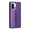 OnePlus 13T Purple Flip Leather Phone Case with Cubic Grid Texture - 3