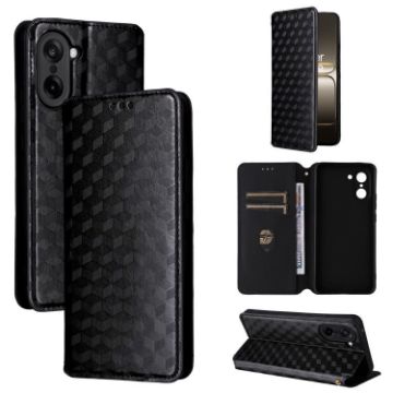 OnePlus Ace 5 Racing Flip Leather Phone Case - Black Cubic Grid Texture - 1