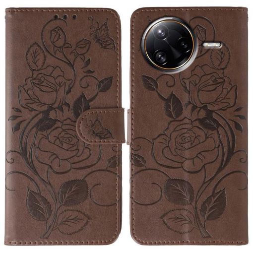 Xiaomi Poco F7 Ultra/Redmi K80 Pro Rose Butterfly Leather Case Brown - 1
