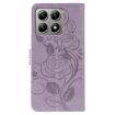 Xiaomi 14T Pro Purple Rose Butterfly Embossed Leather Phone Case - 3