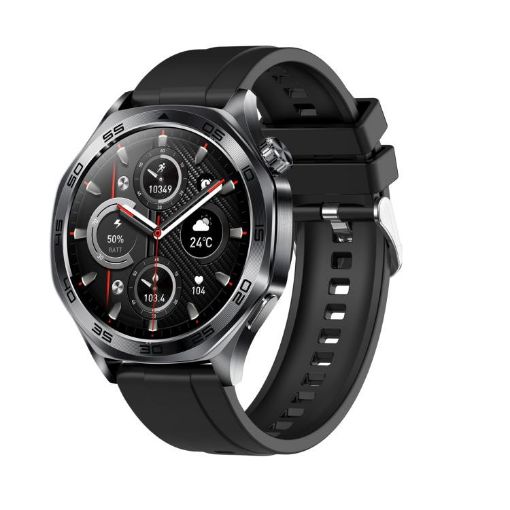AK83 Smart Watch, BT Call, Blood Pressure/Heart Rate Monitor, Black Silicone - 1