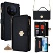 Vivo X200s 5G Black Crossbody Leather Phone Case - Cross Texture - 1