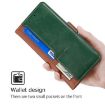 Redmi Note 14S 4G Leather Phone Case - Light Brown & Green Contrast - 5