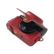 Canon PowerShot SX740 HS Red Leather Camera Case Bag with Strap - 6