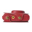 Canon PowerShot SX740 HS Red Leather Camera Case Bag with Strap - 7