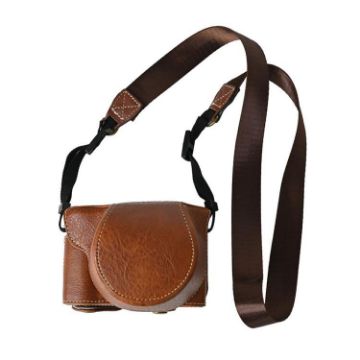 FUJIFILM X-M5 Retro Litchi Leather Camera Case Bag with Strap (Coffee) - 1