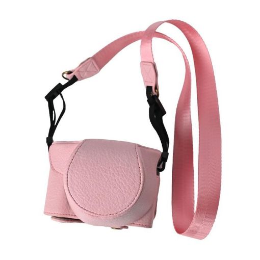 FUJIFILM X-M5 Pink Retro Litchi Texture Leather Camera Case with Strap - 1