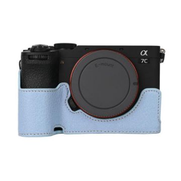 Sony Alpha 7C II Litchi Texture Blue PU Leather Camera Half Case - 1