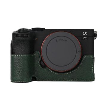 Sony Alpha 7C II Green Litchi Texture PU Leather Camera Half Case - 1
