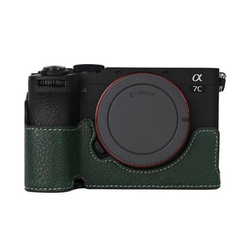 Sony Alpha 7C II Green Litchi Texture PU Leather Camera Half Case - 1