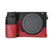 Sony ILCE-6400/A6300/A6200 Wine Red PU Leather Camera Half Case - 1
