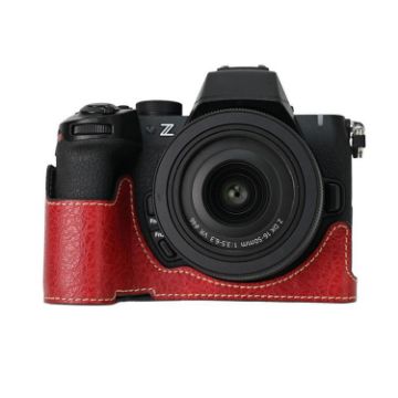 Nikon Z50II Wine Red Litchi Texture PU Leather Camera Half Case Base - 1