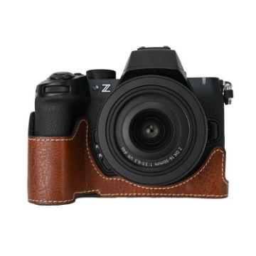 Nikon Z50II Litchi Texture PU Leather Camera Half Case Base - Coffee - 1