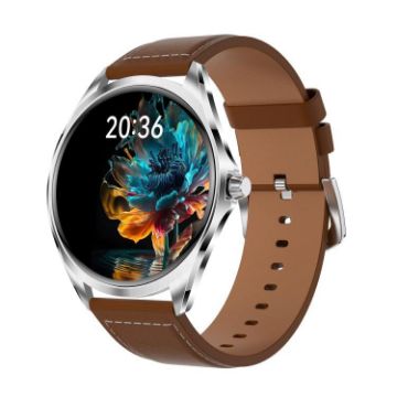 H78 Smart Watch 1.43" AMOLED IP67 Waterproof BT Call Silver/Brown - 1