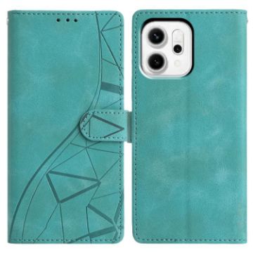 OPPO Reno14 Pro 5G Green Leather Case - Triangles Embossed Global - 1