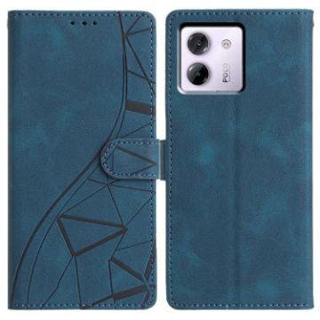 Xiaomi Poco M7 Pro 5G Blue Triangles Embossed Leather Phone Case - 1