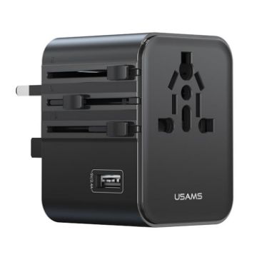 USAMS CC308 17W Dual Type-C & USB-A Travel Charger - Black - 1