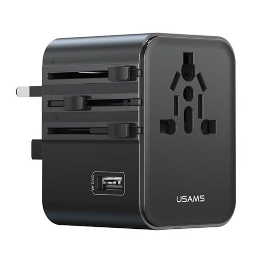 USAMS CC308 17W Dual Type-C & USB-A Travel Charger - Black - 1