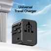 USAMS CC308 17W Dual Type-C & USB-A Travel Charger - Black - 2