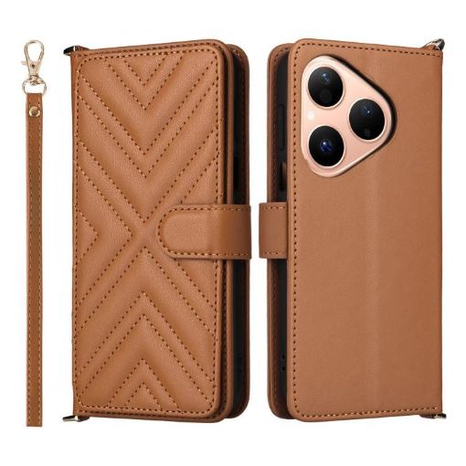 Huawei Pura 80 5G Leather Phone Case with 6-Card Slots & Wrist Strap - 1