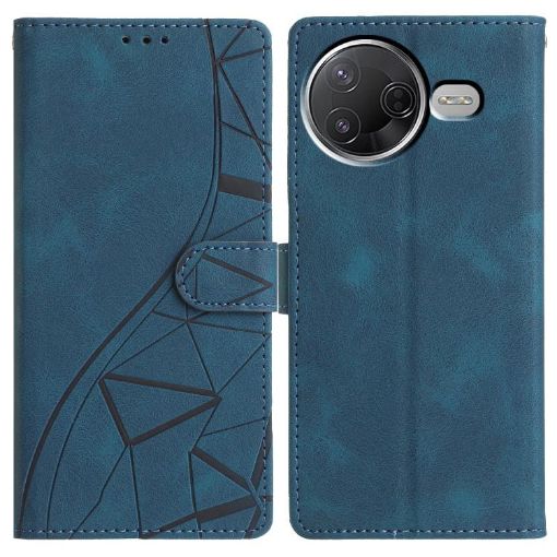 Redmi K80/K80 Pro Blue Triangles Embossed Leather Phone Case - 1