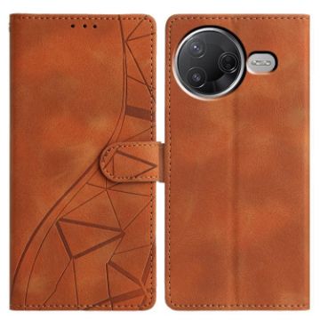 Redmi K80/K80 Pro Brown Triangles Embossed Leather Phone Case - 1