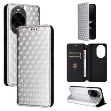 Huawei nova 14 Pro 5G Silver Flip Leather Case with Cubic Grid Texture - 1