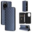 Huawei nova 14 Ultra 5G Blue Flip Leather Phone Case with Grid Texture - 1
