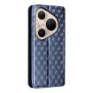 Huawei Pura 80 Ultra 5G Blue Flip Leather Phone Case with Cubic Grid Texture - 3