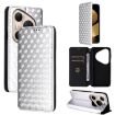 Huawei Pura 80 Ultra 5G Silver Flip Leather Phone Case with Grid Texture - 1