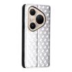 Huawei Pura 80 Ultra 5G Silver Flip Leather Phone Case with Grid Texture - 3