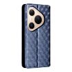 Huawei Pura 80 Pro/Pro+ 5G Blue Leather Flip Case with Cubic Grid Texture - 3