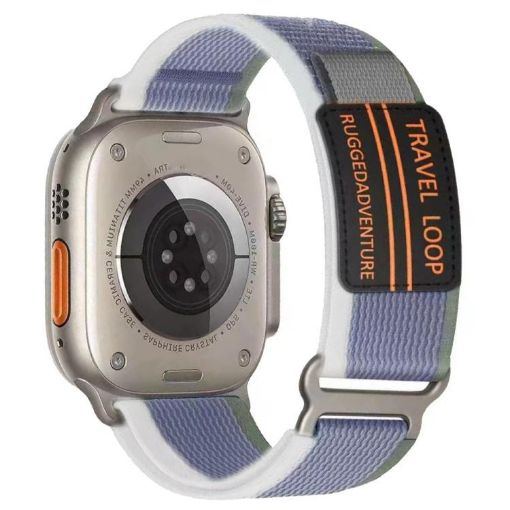 Apple Watch Band 46/49/45/44mm Nylon Braided Metal Buckle Green Grey - 1