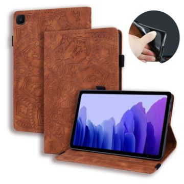 Samsung Galaxy Tab A7 10.4 Case: Calf Texture Leather, Card Slots, Brown - 1