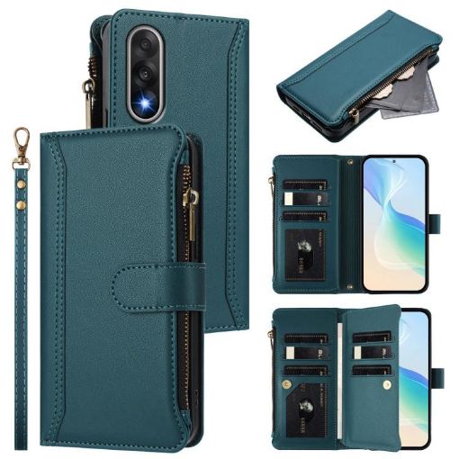 OnePlus Ace 5 Ultra Magnetic Leather Case, 9 Card Slots, Dark Green - 1