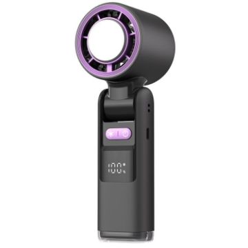 High Speed 100-Gear Mini USB Rechargeable Foldable Handheld Fan (Black) - 1
