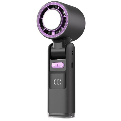 High Speed 100-Gear Mini USB Rechargeable Foldable Handheld Fan (Black) - 1