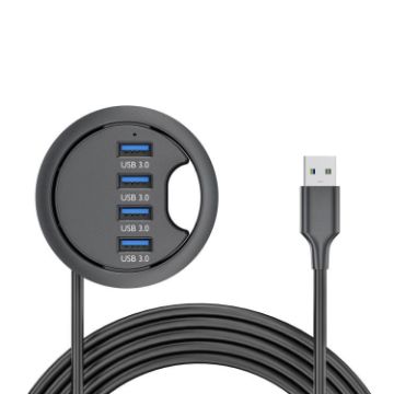 USB3.0 Desk Grommet Splitter HUB Dock Station, 4 Ports, 1.2m Cable - 1
