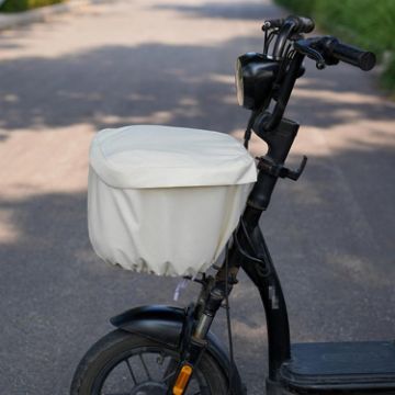 E-bike Basket Beige Sunscreen Cover Rainproof Hanging Storage Bag - 1