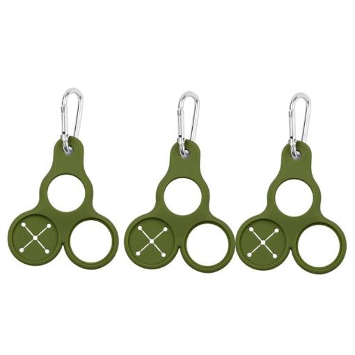 3pcs Green Silicone Water Bottle Buckle & Towel Holder for Outdoors - 1