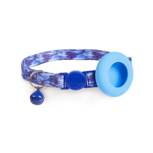 Airtag Tracker Cat Collar Case with Bell - Blue Gradient GPS Protector - 1