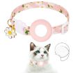 AirTag Tracker Silicone Cover Daisy Pet Collar with Bell (Pink) - 1